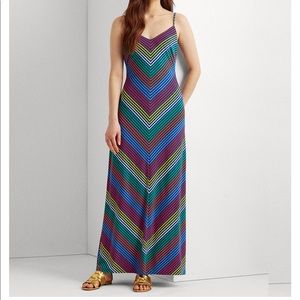 NWT Lauren Ralph Lauren Chevron Striped Maxi Dress